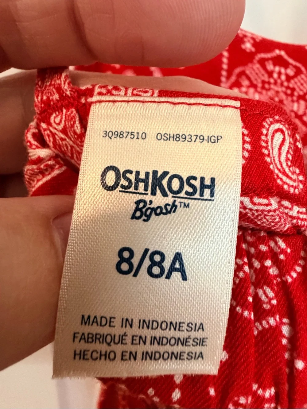 OshKosh B’gosh Girls Size 8 Red Bandana Paisley Romper Shorts